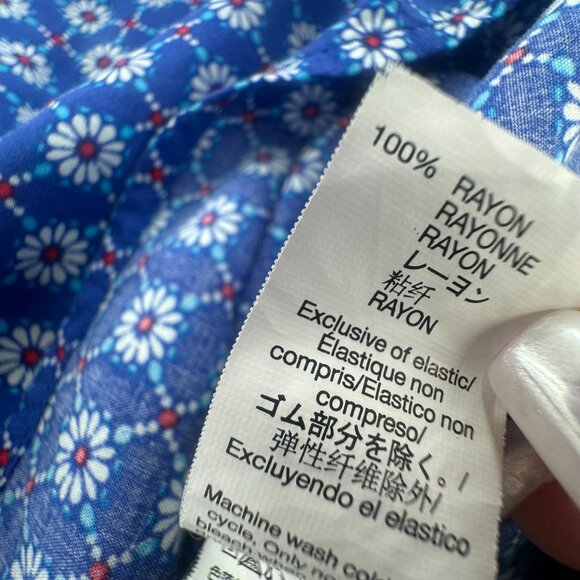 Gap Floral Dress Blue Small Sleeveless Rayon Ruffled Hem Cinched Wast - Picture 6 of 11